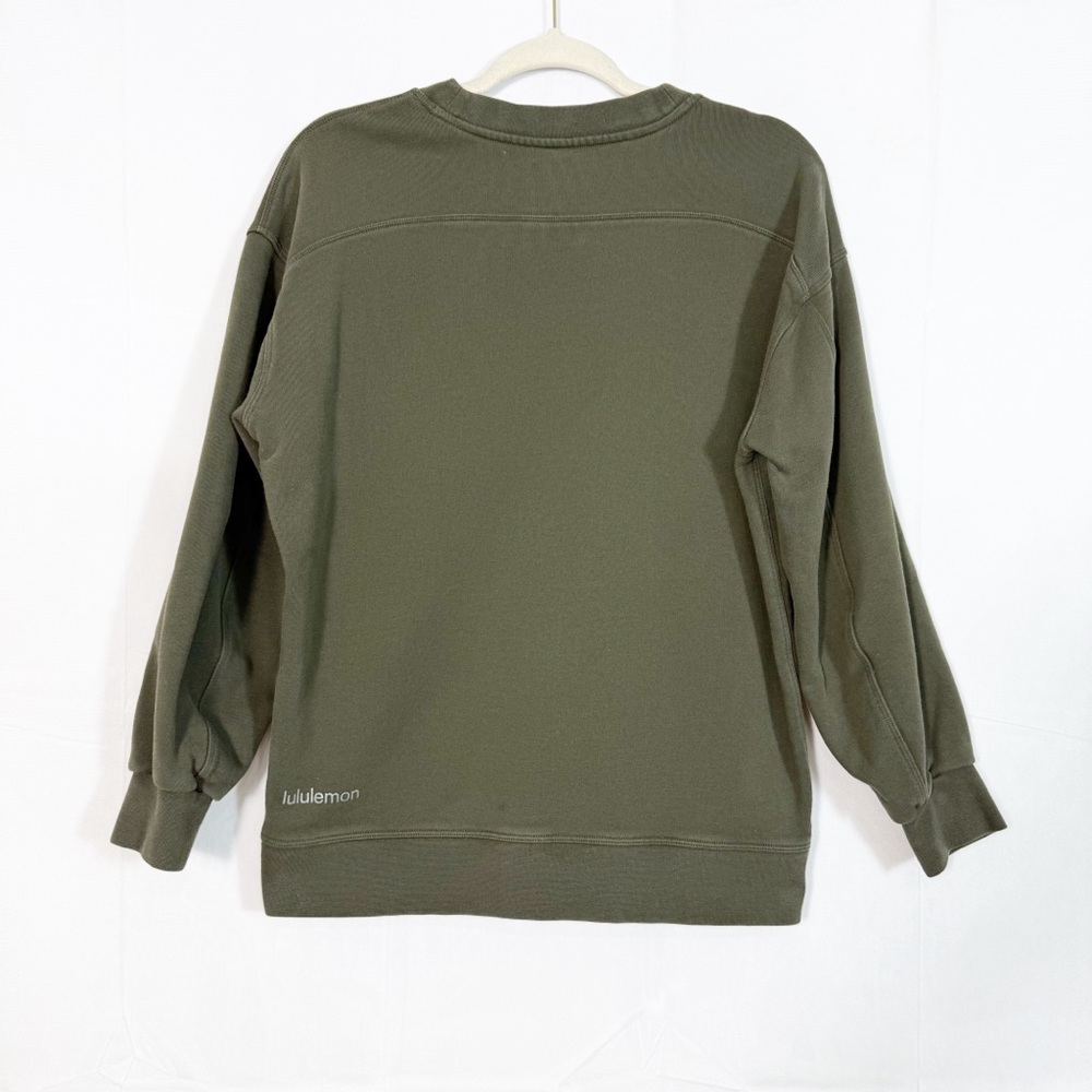 Lululemon Perfectly Oversized Crew Crewneck Sweatshirt Cotton Terry Army Green - Picture 4 of 9